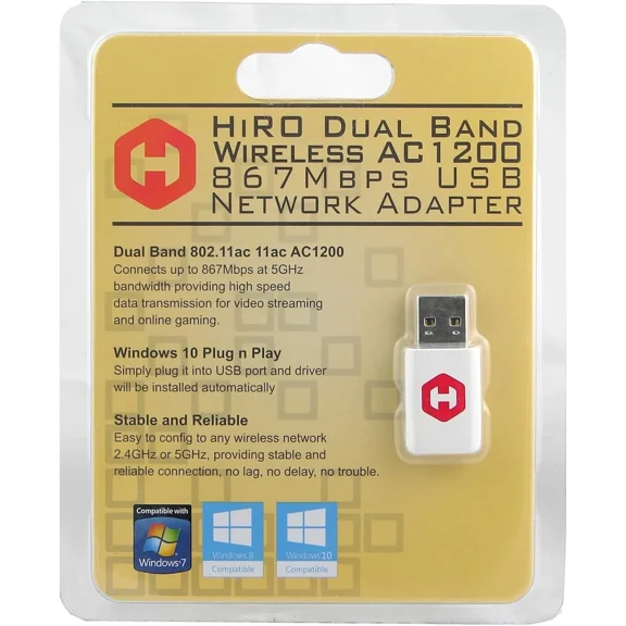 OLIVE- Hiro H50354 Dual Band Wireless Ac1200 867Mbps Usb Network Adapter Windows 11 10