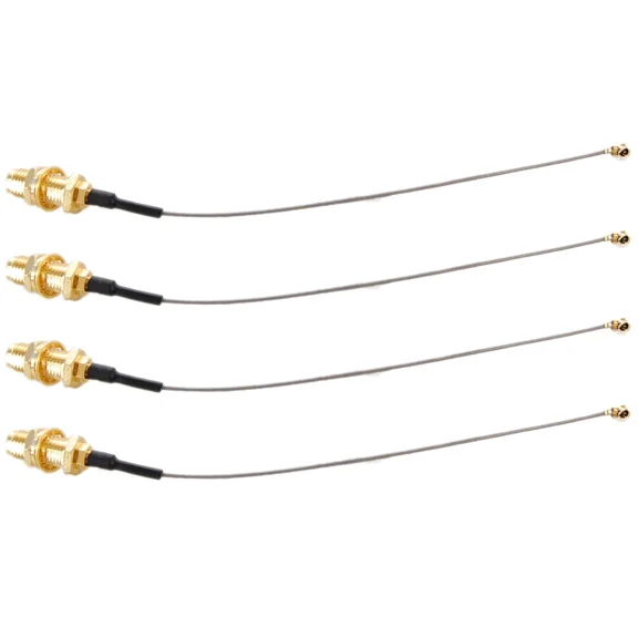 OLIVE- Hqrp 4 Piezas De Adaptador Ipex (Ufl) A Sma Hembra; 10Cm De Cable Chapado En Oro
