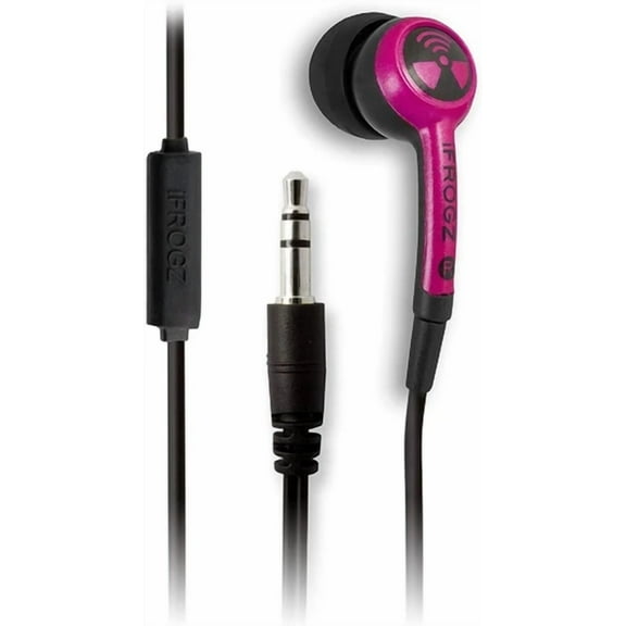 OLIVE- Ifrogz Earpollution Plugz In-Ear Earbuds, Headphones With Microphone, Hot Pink