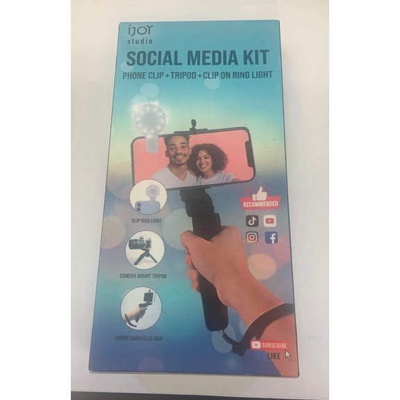 OLIVE- Ijoy Studio Social Media Kit (3 In 1) Phone Clip + Tripod + Clip On Ring Light