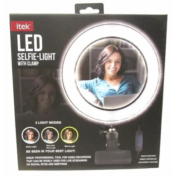 OLIVE- Itek Led Selfie Ring Light W/Phone Holder & Flexible Gooseneck Arms - New