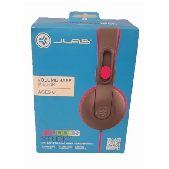 OLIVE- Jbuddies Studio 2 Wired Kids Headphones - Black/Pink
