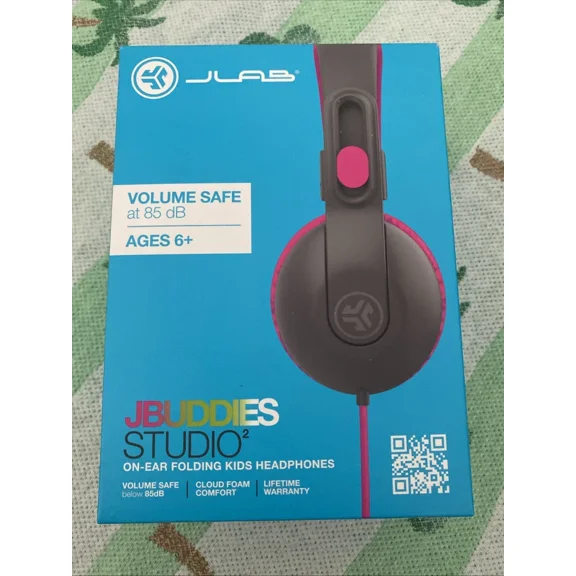 OLIVE- Jbuddies Studio 2 Wired Kids Headphones - Black/Pink