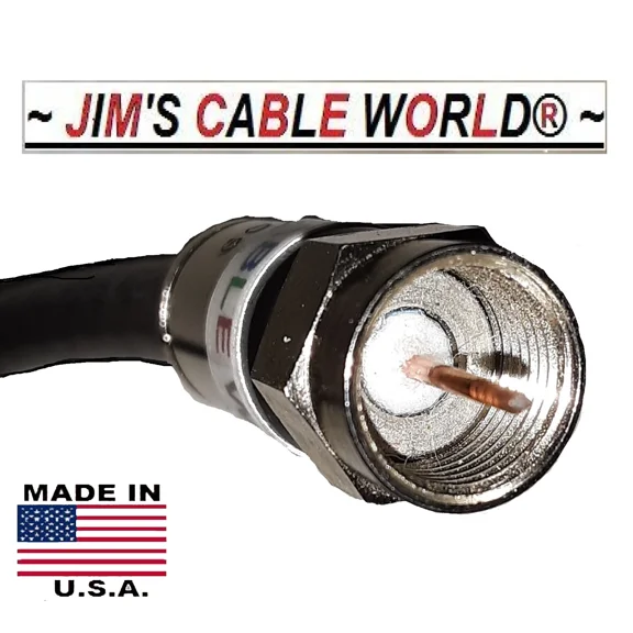 OLIVE- Jims Cable World 8' (8 Foot) Rg-6 75 Ohm Digital Hd Quality Black Coaxial Cable