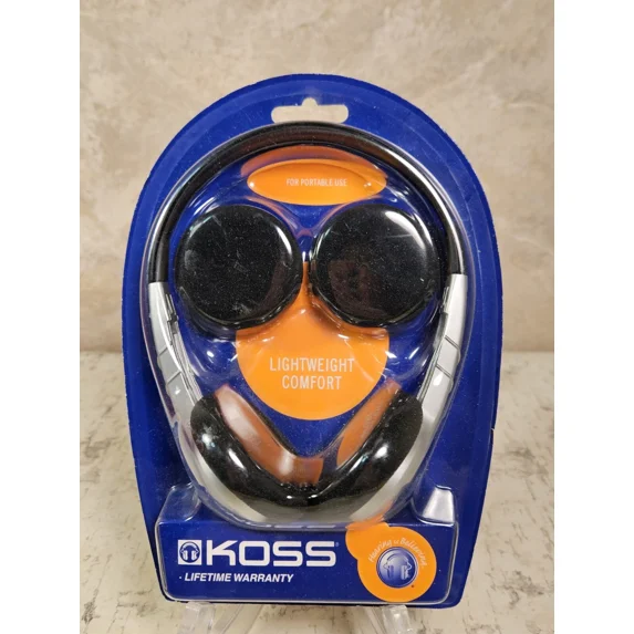 OLIVE- Koss Lightweight Ur5 Headphones Silver And Black Stereo Portable