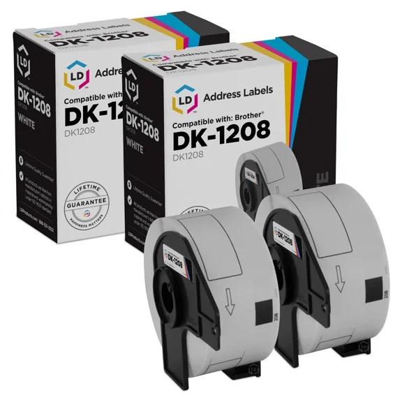 OLIVE- Ld Compatible Brother Dk-1208 2 Rolls Of Address Labels / 1.4 In X 3.5 In