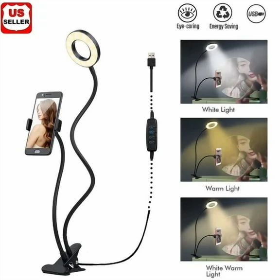 OLIVE- Led Selfie Ring Light Phone Holder Flexible Stand Long Arm For Stream Live Lamp