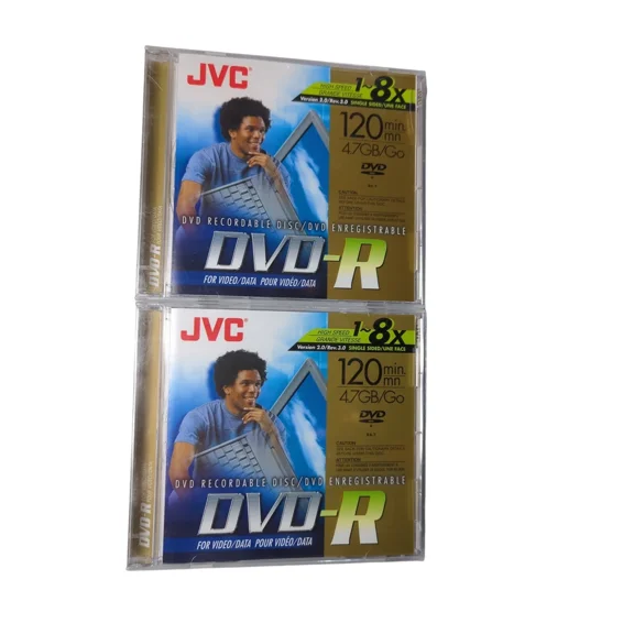OLIVE- Lot Of 2 Jvc Dvd-R Dvd Recordable Disc (120 Min., 4.7 Gb, High Speed, 8X)