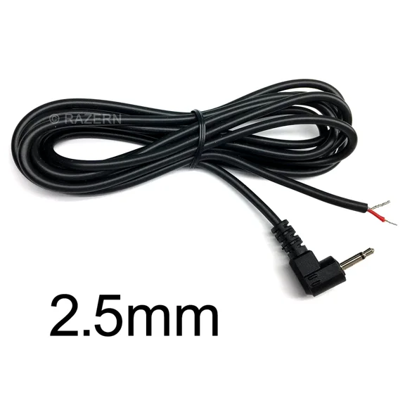 OLIVE- New 6 Ft 2.5Mm Mono Sub-Mini Male Angle Plug To Tinned Bare Wire Audio Cable