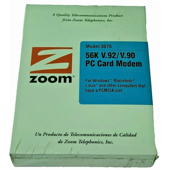 OLIVE- New Vintage Zoom 3075 56K V.92/V.90 Pc Card Modem. Pcmcia