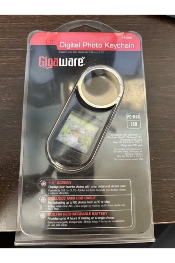 OLIVE- Nib 1.5 Digital Photo Keychain By Gigaware Usb Cable Holds 60 Photos