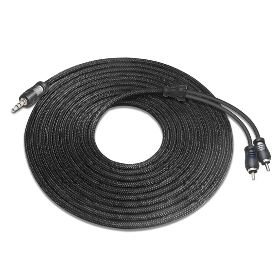 OLIVE- Recoil A2R15 Audiophile Grade 15Ft 3.5Mm Auxiliary To Rca Cable Triple-Shielded