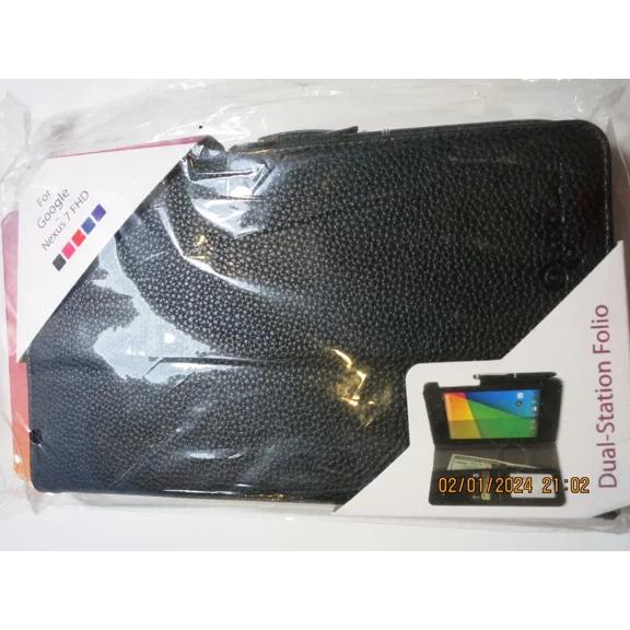 OLIVE- Roocase Google Nexus 7 Fhd Leather Dualview Folio Case Stand Holder Black (New)