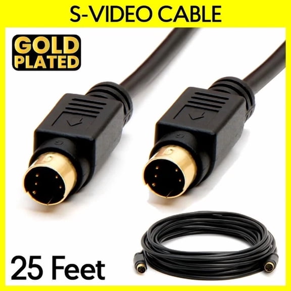 OLIVE- S Video Cable 25 Feet 4 Pin Svhs Vcr Camcorder Cord Svideo Male To Male Cable