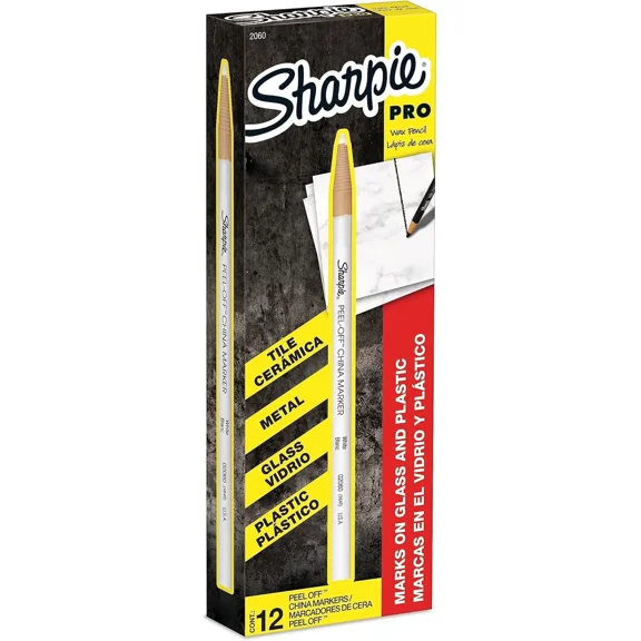 OLIVE- Sharpie Peel-Off China Marker Grease Pencils, 144 Count (Pack Of 1), White