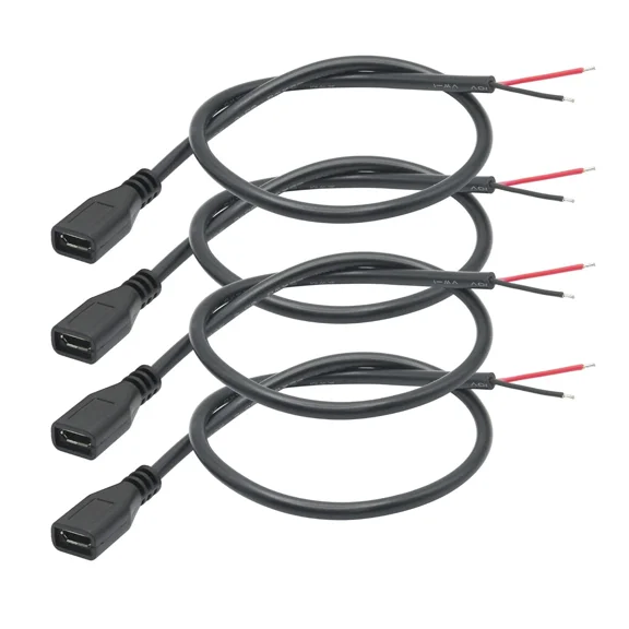 OLIVE- Short Micro Usb Female 2 Pin Bare Wire,30Cm/11.8In To Open End...