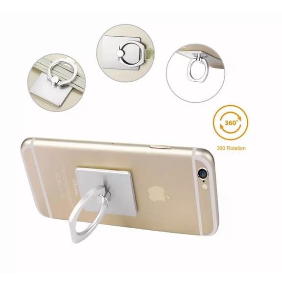 OLIVE- Silver 360Finger Grip Metal Ring Stand For All Mobile Phones (5 Pack)
