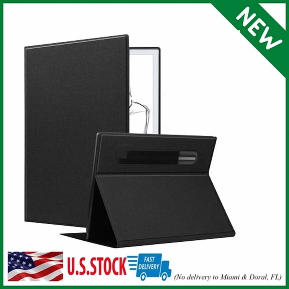 OLIVE- Slim Lightweight Book Folios Leather Case Cover For Remarkable 2 (Black)
