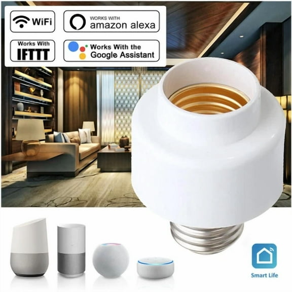 OLIVE- Smart Wifi E27 Light Bulb Holder Lamp Socket Adapter For Google Home& Tuya B2Q0
