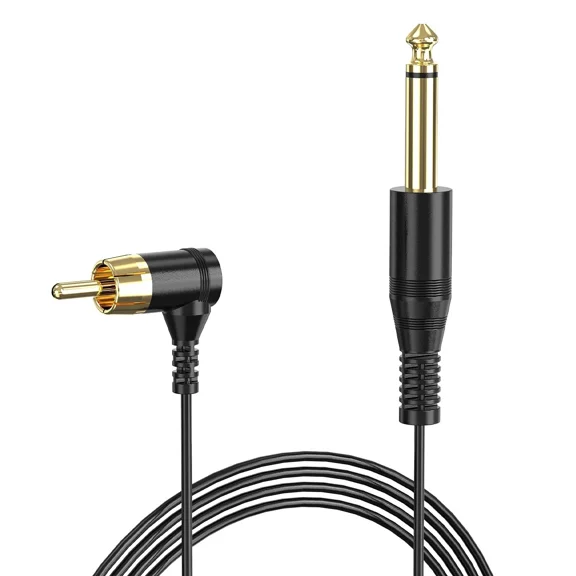 OLIVE- Tattoo Clip Cable Ancable 6-Feet Gold-Plated 90 Degree Rca To 6.35Mm Connector