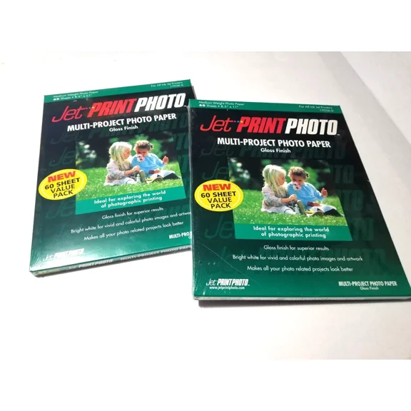 OLIVE- Two 60 Sheet Packs Jet Print Photo Multi-Project Paper 8.5" X 11" Gloss!! New!!