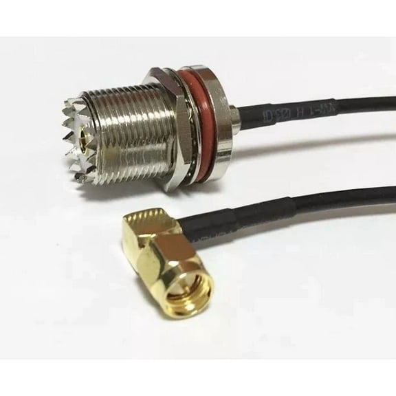OLIVE- Uhf Female Bulkhead So239 To Sma Male Angle 8" Rf Coax Cable Adapter Rg174 Usa