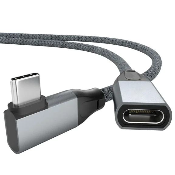 OLIVE- Usb-C Extension Cable Right Angle 0.3M/1Ft, 90 Degree 3.2 1Ft, Grey