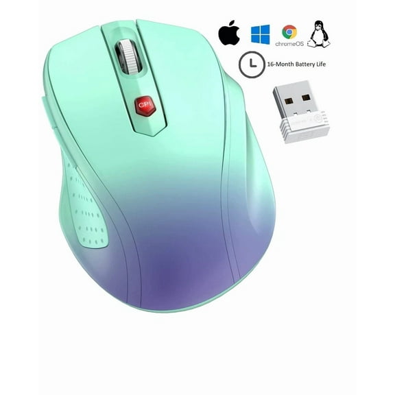 OLIVE- Wireless Mouse With Usb Receiver, 2.4G Ergonomic Portable Optical