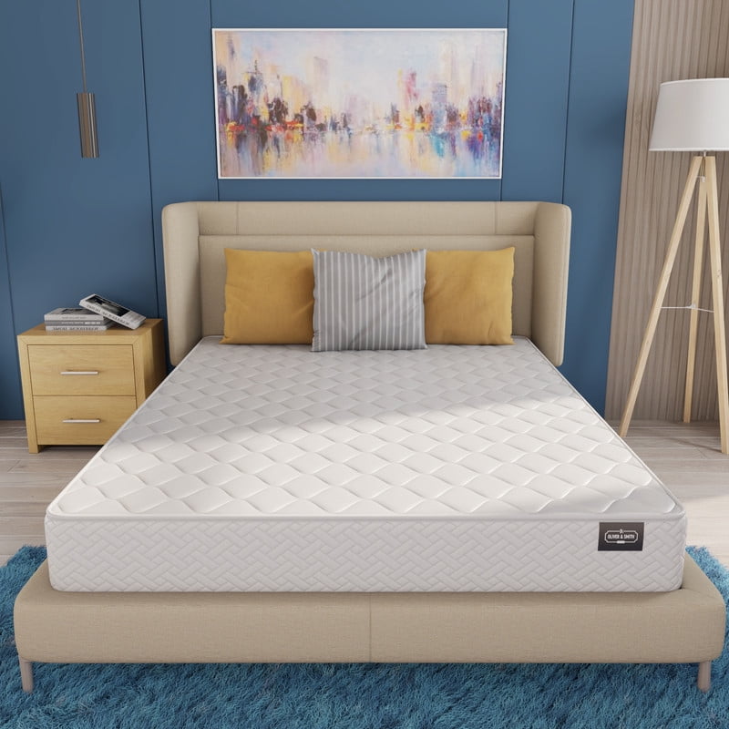 Full Mattress 8 Inches 54X75 White – Medium Firm Hybrid for Bed – Full Size Mattress Bonnell Springs Tight Euro Top High Density & Cool Comfort Foam – Rolled in a Box