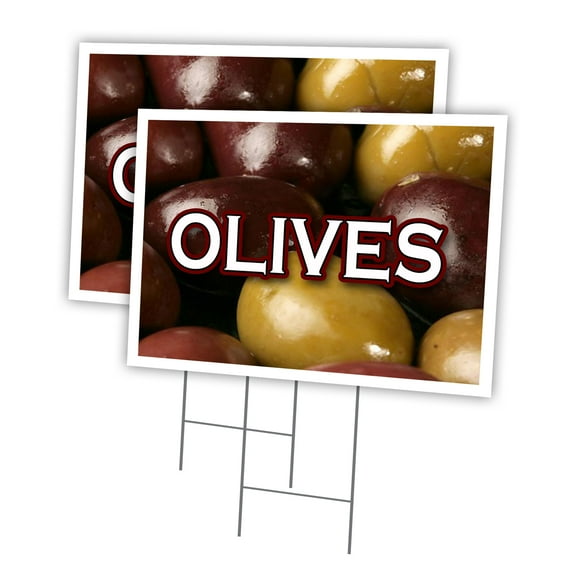 OLIVES 2 Pack Of 18" x 24" Yard Sign & Stake | Advertise Your Business | Stake Included Image On Front Only | Made in The USA