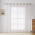 thumbnail image 1 of OLIVIA - Embroidered Voile Sheer Patio Door Curtain with Grommets for Living Room, Bedroom, & Dining Rooms (102" W x 84" L, Linen), 1 of 5