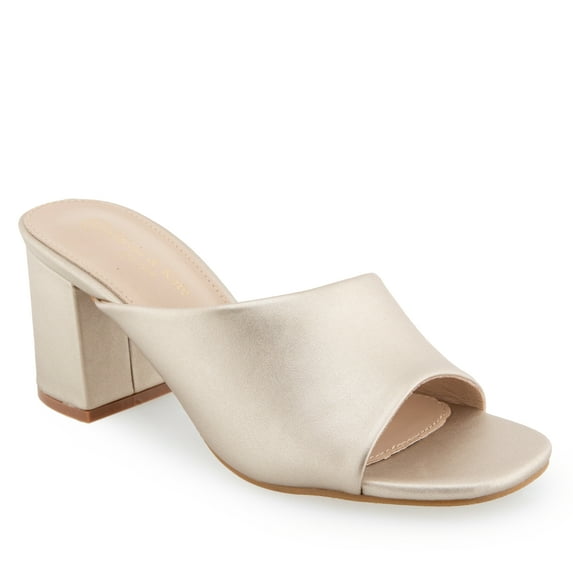OLIVIA & KATE Ladies Champagne Gold Nappa PU Heel Sandals Size 9