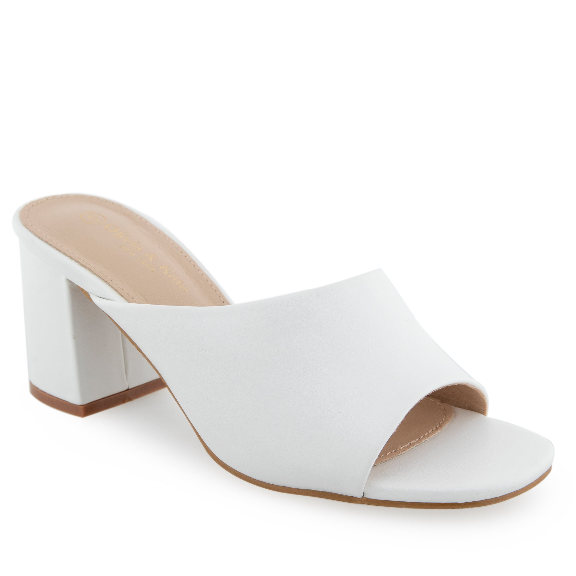 OLIVIA KATE Ladies White Nappa PU Heel Sandals Size 7.5 Walmart