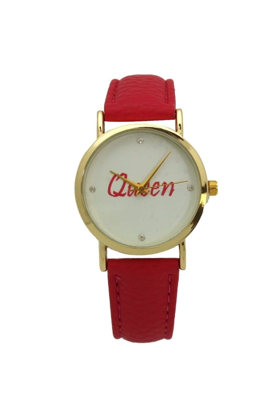 QUEEN FACE LEATHER STRAP WATCH