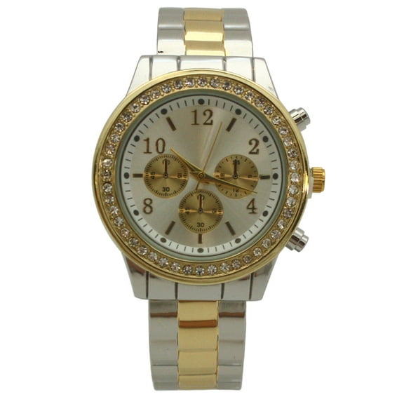 OLIVIA PRATT RHINESTONE BEZEL CHRONOGRAPH BANGLE WATCH