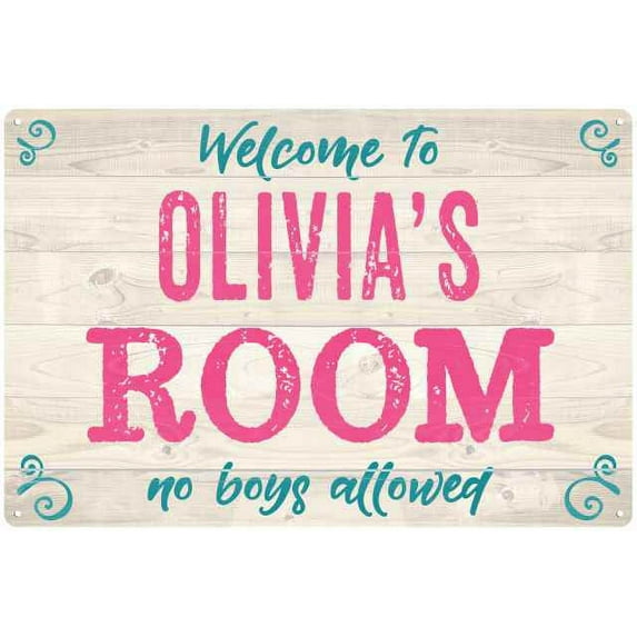 OLIVIA'S Room Kids Bedroom Sign Gift 8x12 Metal Sign 108120089002