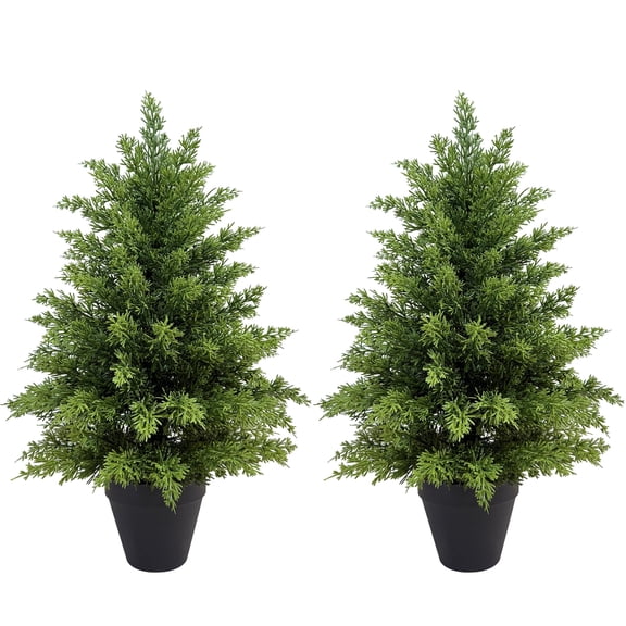 OLIVIVI Artificial Cypresses Tree 2FT Tall Faux Plant for Home Decor Indoor Outdoor Fake Lifelike Potted Tree 2 pack
