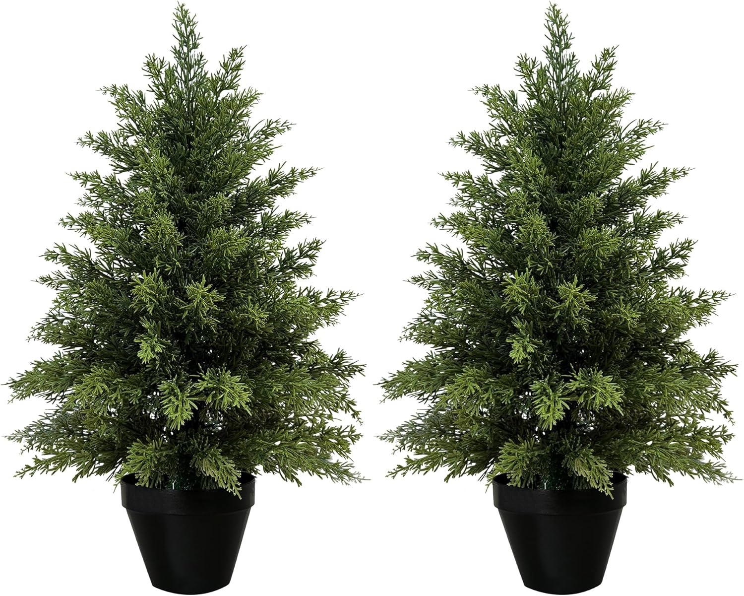 OLIVIVI Artificial Cedar Tree 2FT Outdoor Artificial Topiary Cedar Plants Fake Tree  for Home Decor Indoor  Fake Lifelike Potted Cypresses Tree 2 Pack