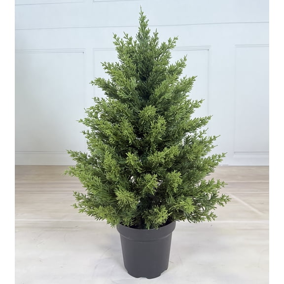 OLIVIVI Artificial Cedar Tree 2FT Outdoor Artificial Topiary Cedar Plants Fake Tree for Home Decor Indoor Fake Lifelike Potted Cypresses Tree 1 Pack