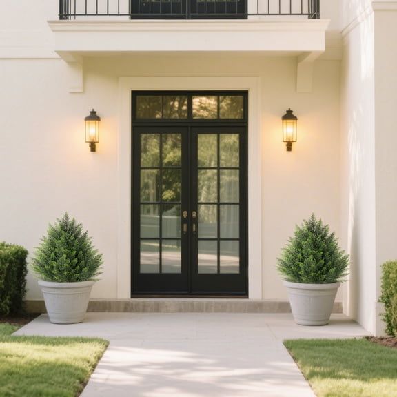 OLIVIVI Artificial Cedar Tree 2FT Tall Faux Silk Plant for Home Office Decor Indoor Outdoor Fake Lifelike Potted Christmas Tree with Wood Branches 1 pack