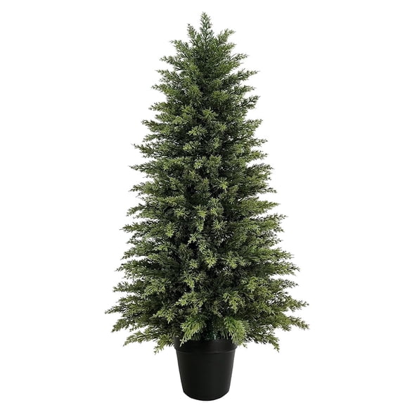 OLIVIVI Artificial Cedar Tree 4FT Tall Faux Plant for Home Decor Indoor Outdoor Fake Lifelike Potted Cypresses Tree 1 pack