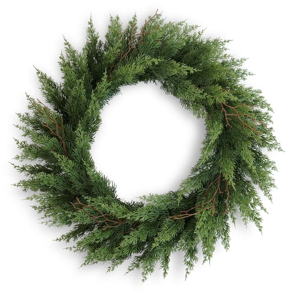 OLIVIVI Artificial Christmas Wreath 2FT Tall Faux Plant for Home Decor Indoor Outdoor Fake Lifelike Christmas Cypresses Plants 1 pack