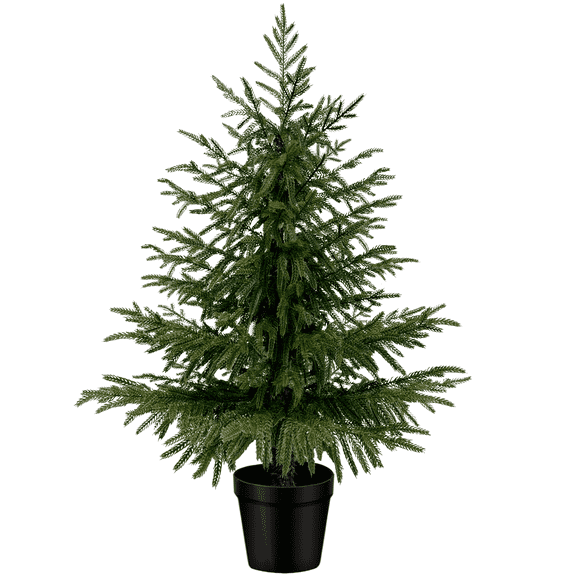 OLIVIVI Artificial Norfolk Pine Tree 2FT Tall Faux Silk Plant for Home Office Decor Indoor Outdoor Fake Lifelike Potted Plant with Wood Branches 2 pack
