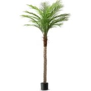 OLIVIVI Faux Palm Tree 7FT Tall Artificial Silk Plant for Home Office Decor Indoor Outdoor Fake Lifelike Potted Tree with Wood Branches 1 pack