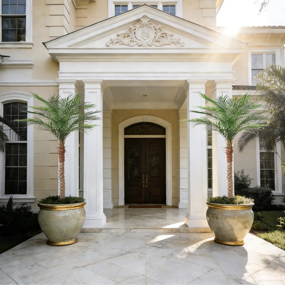 OLIVIVI Faux Palm Tree 7FT Tall Artificial Silk Plant for Home Office Decor Indoor Outdoor Fake Lifelike Potted Tree with Wood Branches 1 pack