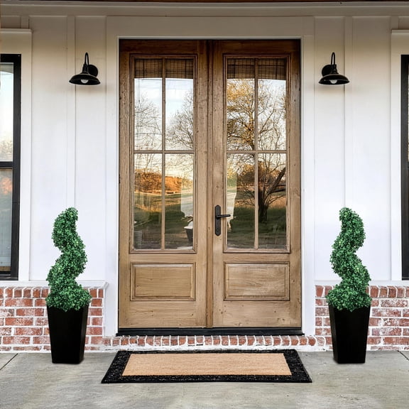 OLIVIVI Artificial Topiary Tree 2FT Tall Faux Silk Plant for Home Office Decor Indoor Outdoor Fake Lifelike Potted Tree with Wood Branches 2 pack