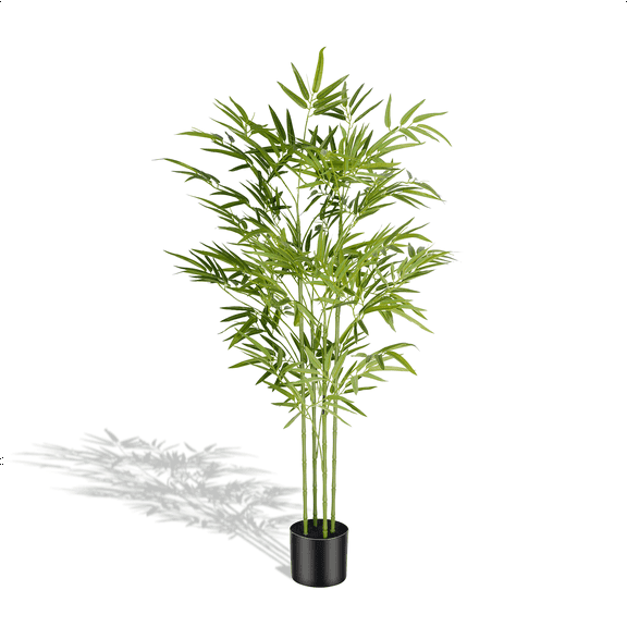 OLIVIVI Faux Bamboo Tree 4FT Tall Artificial Silk Plant for Home Office Decor Indoor Outdoor Fake Lifelike Potted Tree with Wood Branches 1 pack