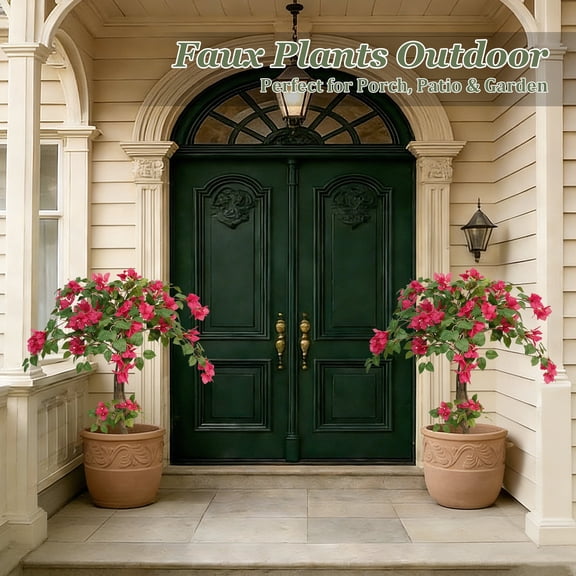 OLIVIVI Faux Bougainvillea Flowers Tree 3FT Tall Artificial Pink Flowers Plant for Home Office Decor Indoor Outdoor Fake Lifelike Potted Tree with Wood Branches 1 pack