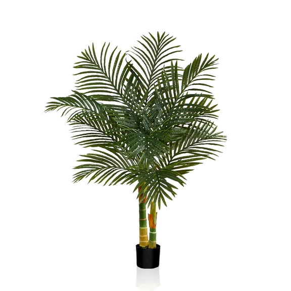 LINBONIO 3.2FT Golden Cane Palm Tree, Green Artificial Tree Fake Palm Tree, Home Garden Outdoor Office Decor