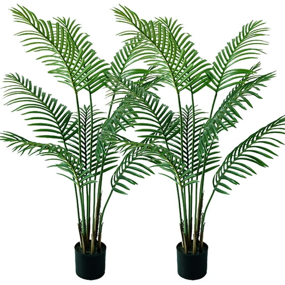 Artificial Plants Fake Palm Tree 3.2ft Fake Tree Tropical Palm Leaves Faux Palm Plants for Home Decor Office Living Room Porch Patio Perfect Housewarming Gift 2 Pack